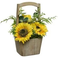 Kunstblume Sonnenblumen im Topf Kunstblumen Topfpflanze Dekoblumen H: 31cm gelb, MARELIDA, Höhe 31 cm