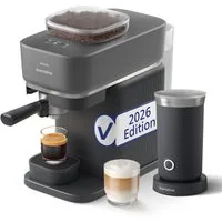 PHILIPS baristina Espressomaschine BAR308/60 mit Mahlwerk für ganze Bohnen, Milchaufschäumer inkl., 16 bar Pumpendruck, Schwarzgrau