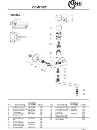 Ideal Standard Rohrauslauf, G3/4, 200mm, B964585AA kpl. zu B0106 B964585AA
