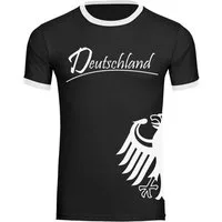 multifanshop T-Shirt Kontrast Deutschland - Adler seitlich - Männer