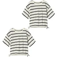 Name It T-Shirt 2er-Pack Baumwolle Rundhals verkürzt Schleifen (2-tlg) NKFFUNION SS CROPPED BOXY TOP