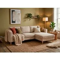 Home affaire Ecksofa Booster, whlw. mit Schlaffunktion & Bettkasten, Fuß Buche lackiert, Recamiere beidseitig montierbar, L-Form, in Cord & Struktur, B: 232 cm