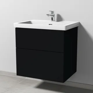Sanipa 3way Waschtischunterbau zu Villeroy & Boch Subway 3.0 Waschtisch mit 2 Auszügen, Schwarz-Matt SF84708