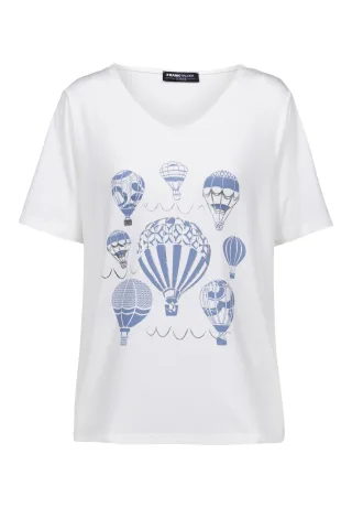 FRANK WALDER - Shirt CASUAL mit Frontprint ocean blue/ecru - Gr. - 44