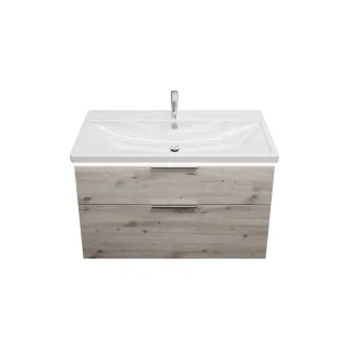 Burgbad Keramik Waschtisch-Set Eqio Eiche Dekor Silber/Alpinweiss, SEZA103F6015C0001 SEZA103F6015C0001