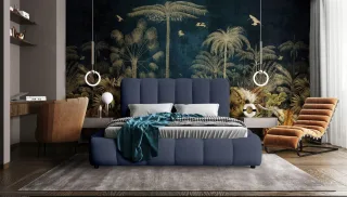 Polsterbett Doppelbett HEDA 180x200cm in Stoff Perfect Harmony Blau