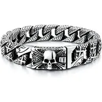 UNIQAL.de Edelstahlarmband Panzerarmband Herren "SILVER SKULL" Edelstahlarmband, (Edelstahl, Casual Style, Biker, Türsteher, Handgefertigt in Germany)