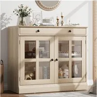 GarveeMore Sideboard Sideboard Küchenschrank Aufbewahrungsschrank mit Glastür