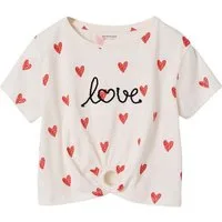 vertbaudet Kurzarmshirt T-Shirt Mädchen mit Zierknoten am Saum