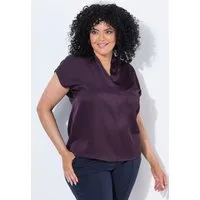 Ulla Popken Longbluse Satinbluse Ziernaht Wasserfallausschnitt Halbarm