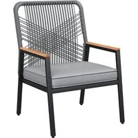 TLGREEN Gartenstuhl Eisen-Rattan Gartensessel,verbreiterter Sitz, (Balkonstühle Metall und Rattan, mit 8 cm dicken Sitzkissen, 1 St), 160 kg Belastbar für Terrasse, Garten und Veranda