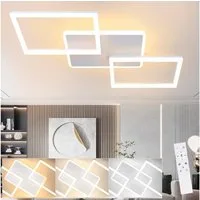 ZMH Deckenleuchten Modernes Rautendesign mit Rahmen 48W/63W Schlafzimmer Dimmbar, LED fest integriert, Tageslichtweiß, Weiß/Schwarz