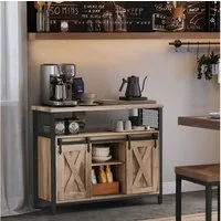 VASAGLE Sideboard Küchenschrank, Aufbewahrungsschrank, mit 2 Schiebetüren, 33 x 100 x 80 cm, verstellbare Ablagen