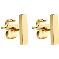LÖB Paar Ohrstecker 18K Gold vergoldet Edelstahl Ohrringe 10mm Ohrstecker Stab Modern (Geschenke für Frauen Beste Freundin Mutter Mama Damen Ehefrau sie zum Geburtstag Ostern Muttertag Muttertagsgeschenk), Stecker mit Stäbchen Minimalistich Rose Gold