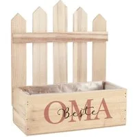 Herz & Heim Geschenkbox Pflanzkorb mit Zaun - Geschenkkorb mit Druck für Mama, Papa, Oma, Opa, aus Holz, mit Folie ausgekleidet