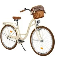 Milord Cityrad Fahrrad Weidenkorb Damenfahrrad 28 Zoll, 1 Gang, (Fahrradständer, Gepäckträger, Klingel, Korb, Kotflügel), Beige-Braun 1-Gang