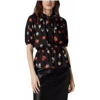 Lauren Ralph Lauren Blusentop Bluse hemd mit Binde-Detail und Blumenmuster Floral gerafften Bündchen, elastischer Tailleneinsatz