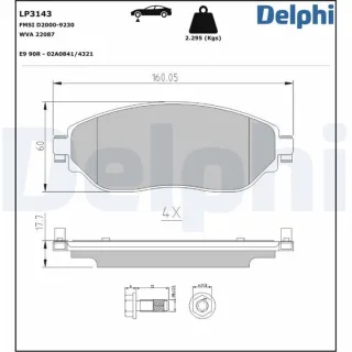 Delphi Bremsbel?ge vorne Fiat Nissan Opel Renault