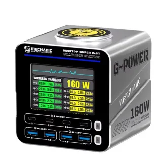 [GaN Tech] Mechanic G-Power 160W 8-Port USB PD Charger with Smart Display Screen 4USB-A+4USB-C PD3.1 QC3.0 Fast Charging