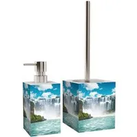 Sanilo Badaccessoire-Set Wasserfall, WC-Bürste und Seifenspender, 2 tlg., 2-tlg., auswechselbarer Bürstenkopf, stabile Pumpe, hochwertig & modern