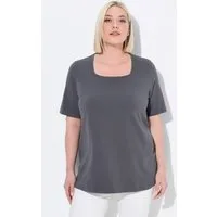 Ulla Popken T-Shirt T-Shirt A-Linie Carré-Ausschnitt Halbarm