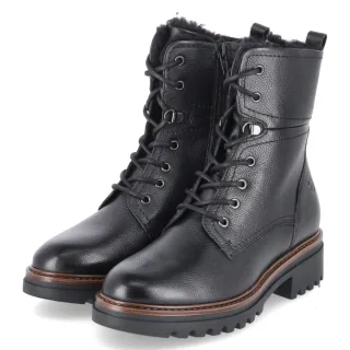 Tamaris Winterschnürstiefeletten - Gr. 37 - Schwarz - Glattleder