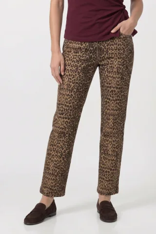 monari - Schlupfhose mit Leomuster brown sugar gemustert - Gr. - 36
