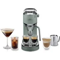 De'Longhi Espressomaschine Dedica Duo EC890.GR - Espresso & Cold Brew, 15 Bar, Touch-Buttons, Cold Brew in unter 5 Minuten, 15 cm breit, 1,1L, inkl. Milchschaumdüse