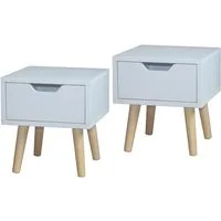 HTI-Living Nachttisch mit 1 Schublade 2er-Set Thekla Weiß (Set, 2-St., 2 Nachttische), Beistelltisch Kommode