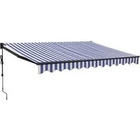 vidaXL Markise Elektrische Markise mit Kurbel Blau und Weiß 3,5x2,5 m (1-St)