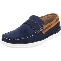 Coolwalk Herren Mokassin Slip-on Freizeitschuh in Velours-Optik Slipper (91977378) Flach Slipper in Dunkelblau
