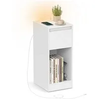 VASAGLE Nachttisch (1-St), schmal Beistelltisch, Nachtschrank mit LED-Beleuchtung,Touch-Steuerung