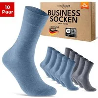 sockenkauf24 Businesssocken Premium Socken mit Komfortbund Herren & Damen Business Socken (Jeans, 10-Paar, 35-38) aus gekämmter Baumwolle mit Pique-Bund, ohne Naht