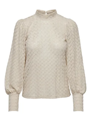 JDY - JDYAVERY L/S LACE TOP JRS NOOS Sandshell - Gr. - XL