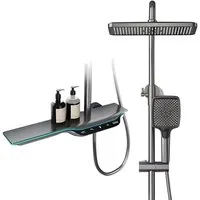 LuxaSteel Duscharmatur Smartes Duschsystem mit LED-Display & Thermostat – Regendusche Set (Komplett-Set, Komplett-Set) Wasserfallauslass, LED-Beleuchtung, internes Wasserkraftwerk