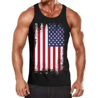 MoonWorks Tanktop Herren Tanktop Tank Top - Amerika USA Flagge - Body Fit MoonWorks® mit Print