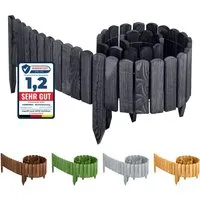 Garronda Rasenkante Beeteinfassung Holz Rollzaun Flexibler Rollborder Länge: 2m GD-0046