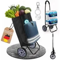 Allyson Einkaufstrolley Klappbarer Shopping Trolley & Einkaufswagen Treppensteiger, 45 l, 45L Volumen, Kühlfach, Reflektoren, Farbe: Blau, Aluminium-Gestell