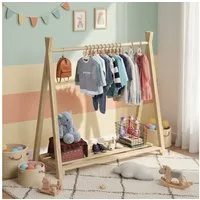 Bellabino Kleiderständer Ryck für Kinder im Tipi-Design, Kindergarderobe mit Kleiderstange & Schuhablagefläche