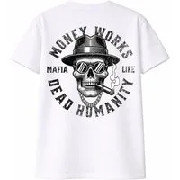 Banco T-Shirt Herren Money Works Shirt Print (Einzelartikel) Hochwertiger Vintage-Print "Money Works" mit Mafia-Totenkopf-Motiv