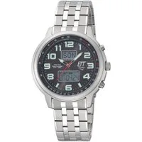ETT Funkchronograph Hunter World Timer EGS-11302-22M, Armbanduhr, Herrenuhr, Stoppfunktion, Datum, Solar, Edelstahlarmband