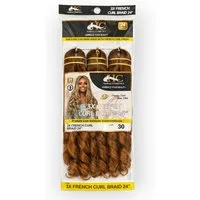 HC Kunsthaar-Extension French Curl Crochet Braid 3X, 24 Zoll (60 cm), 250 g, Voluminös, Lockig, Hitzebeständig, Weich, Natürlich, Vielseitig