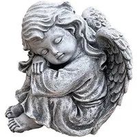 Stone and Style Engelfigur Frostfeste Steinfigur sitzender Engel Sophie