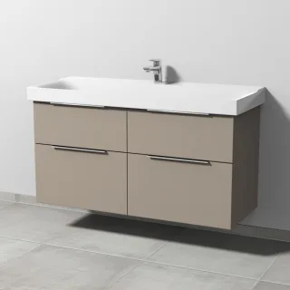 Sanipa 3way Waschtischunterbau zu Geberit Xeno2 Waschtisch mit 4 Auszügen, Sandgrau-Matt UF66467