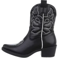 Ital-Design Damen Cowboyboots Western Westernstiefelette (83592475) Blockabsatz Western- & Bikerboots in Schwarz
