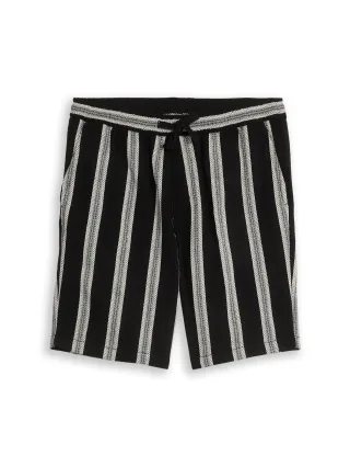 Denim Tom Tailor - Relaxed Fit Shorts mit Streifenmuster black big stripe - Gr. - L