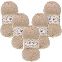 Alize 5 x ALIZE Baby Best 382 Powder Häkelwolle, 240 m, Babywolle,Viskose,Anti-Pilling,Babygarn