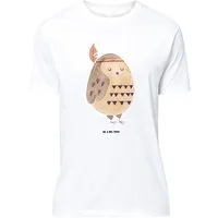 Mr. & Mrs. Panda T-Shirt Eule Federschmuck, Größe XL T-Shirt, Weiß, T-Shirt mit Spruch, Owl, E (Packung) Geschenk Abenteuer Federschmuck