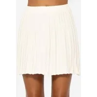 SASSYCLASSY Strickrock Plissierter Minirock Damen aus Strick elegant Mini Strickrock aus weichem, plissiertem Viskosemix Offwhite Schwarz