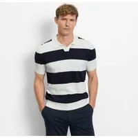 OLYMP Kurzarmshirt mit Block-Streifen und im Strick-Look